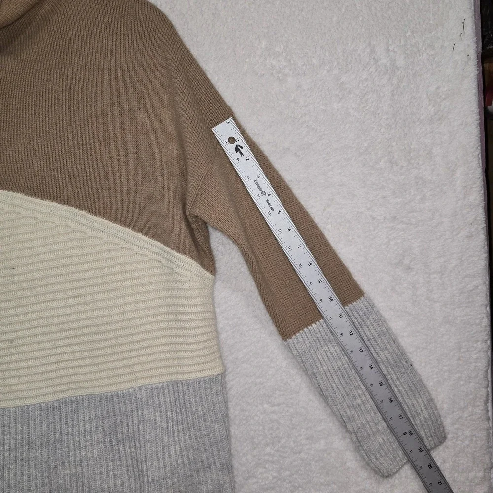 French Connection Patchwork Wool Blend Mock Neck Sweater Pullover Size Small NWT - Picture 8 of 13